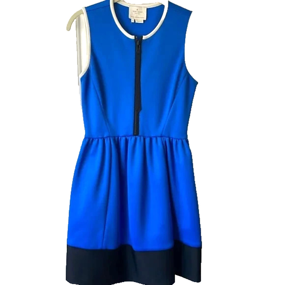 KATE SPADE NY Colorblock Scuba Dress Dive Right In Ocean Blue Sleeveless 10 M - Picture 4 of 10